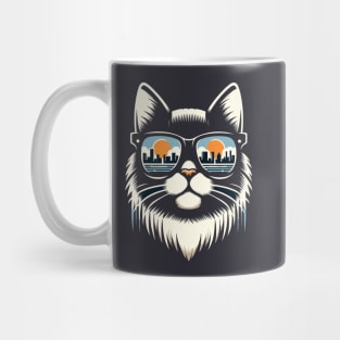 Cat with City Reflection Sunglasses - Cool and Fashion Mug